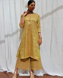 Swetambhara Handwoven Cotton Zari Kurta Set - Zari