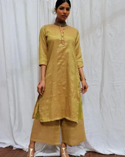 Swetambhara Handwoven Cotton Zari Kurta Set - Zari