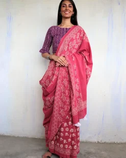 Tavleen Blockprinted Cotton Saree - Ajooni