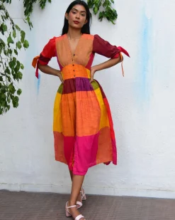 Technicolor Handwoven Cotton Dress - Rc