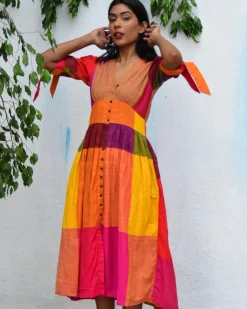 Technicolor Handwoven Cotton Dress - Rc