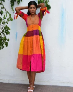 Technicolor Handwoven Cotton Dress - Rc