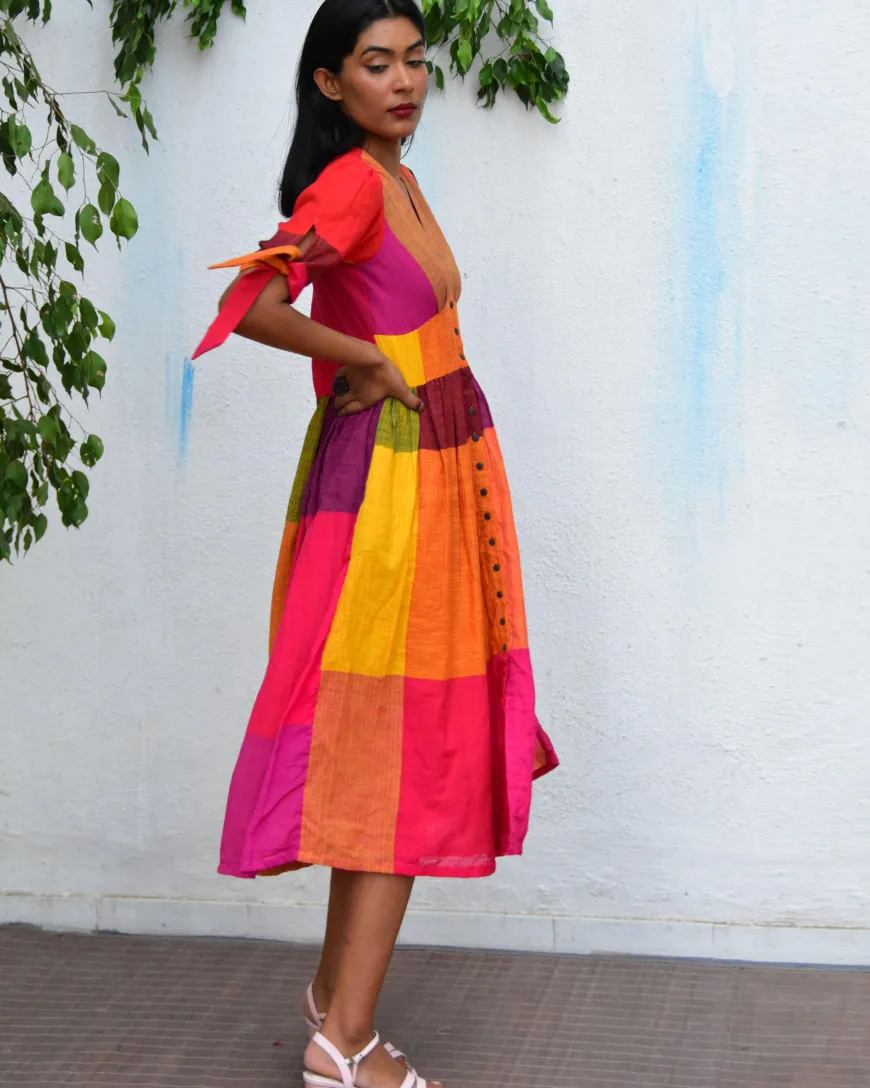 Technicolor Handwoven Cotton Dress - Rc