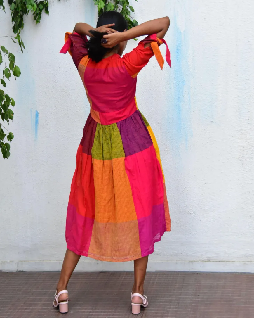 Technicolor Handwoven Cotton Dress - Rc