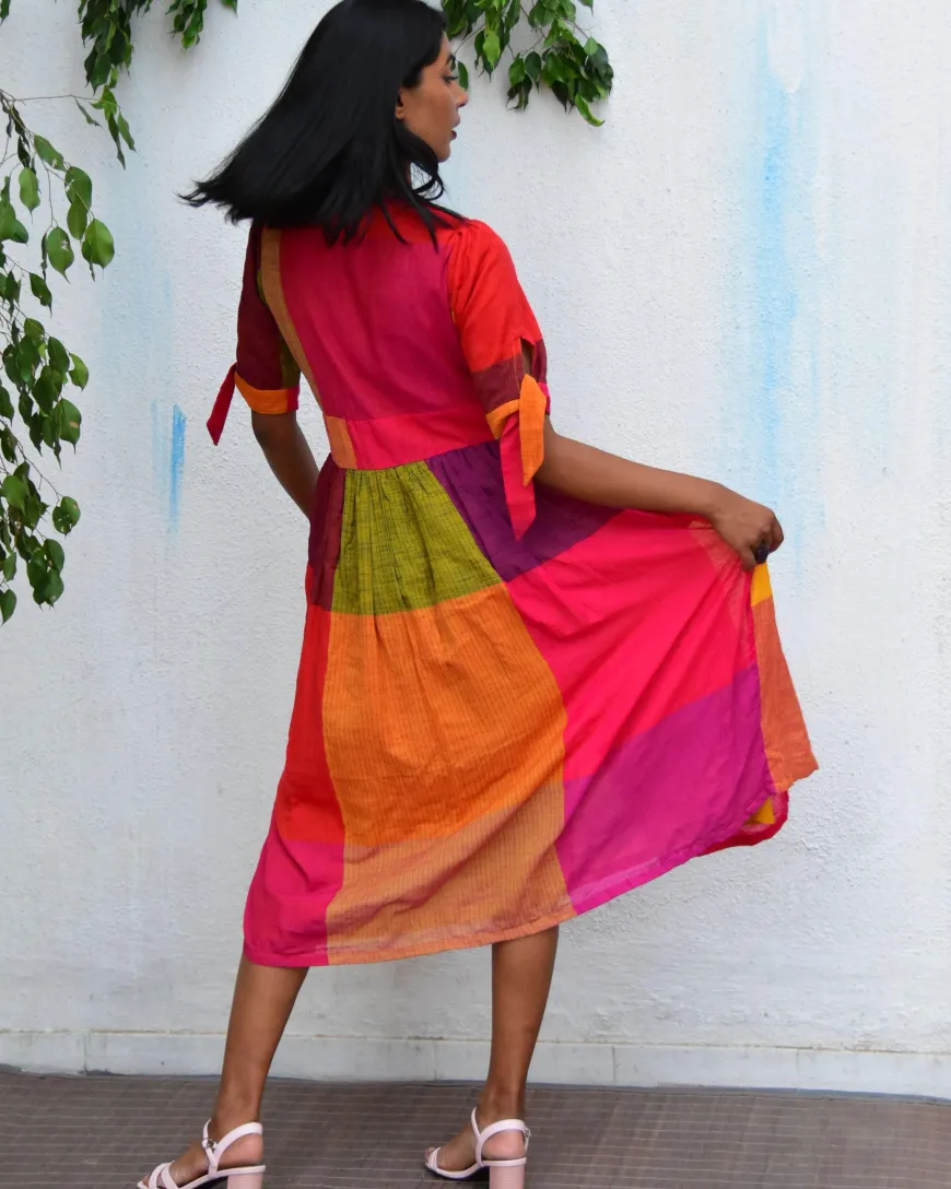 Technicolor Handwoven Cotton Dress - Rc
