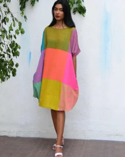 Tropical Tides Freesize Handwoven Cotton Dress - Rc