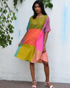 Tropical Tides Freesize Handwoven Cotton Dress - Rc