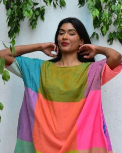 Tropical Tides Freesize Handwoven Cotton Dress - Rc