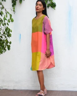 Tropical Tides Freesize Handwoven Cotton Dress - Rc