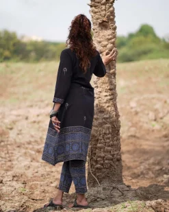 Twilight Petals Blockprinted Cotton Kurta Set-WWB