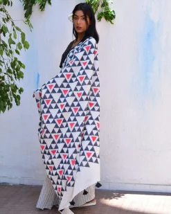 Twilight Sparkle Handblockprinted Mulmul Cotton Saree - Vnmn