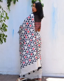 Twilight Sparkle Handblockprinted Mulmul Cotton Saree - Vnmn