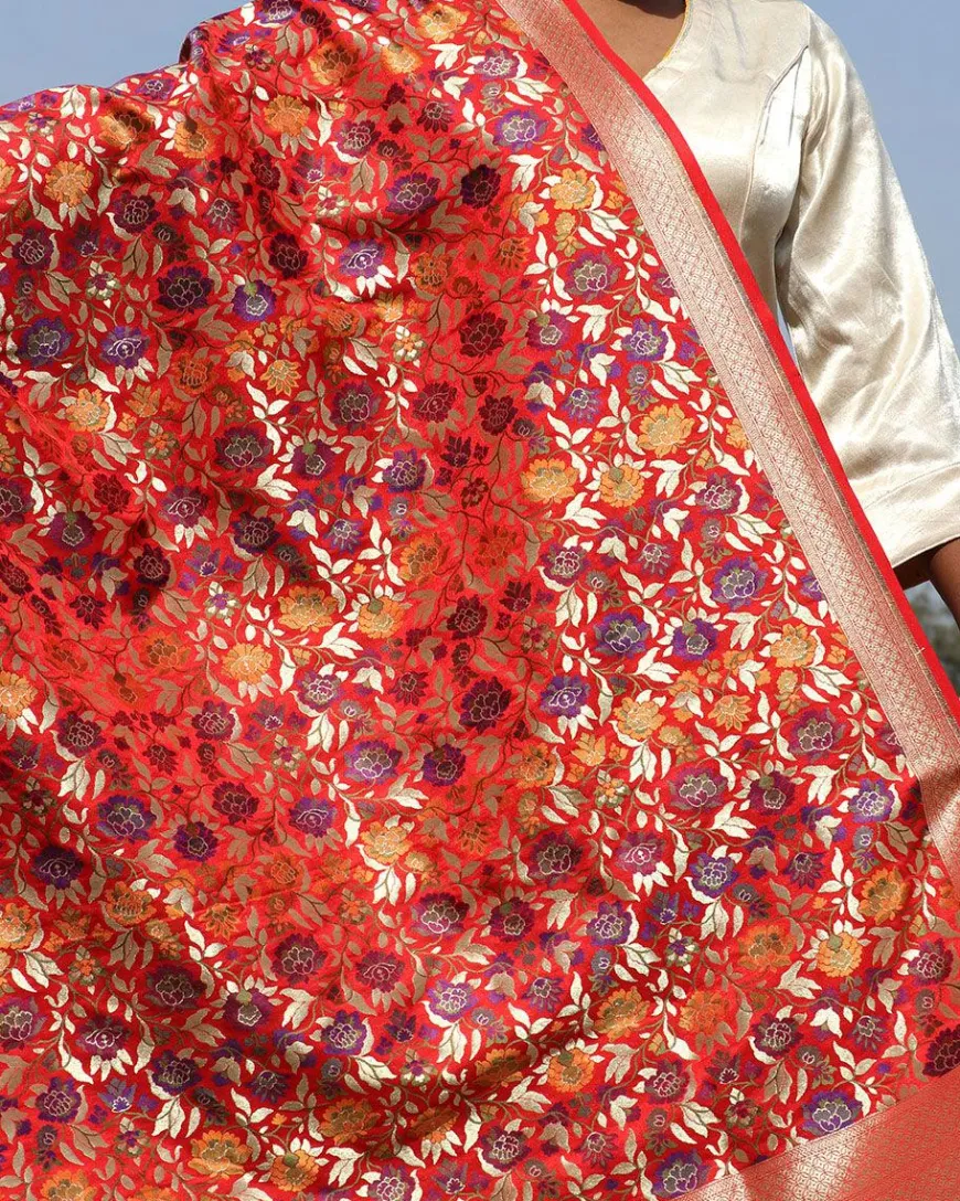 Uns Handwoven Banarasi Kimkhab Brocade Dupatta