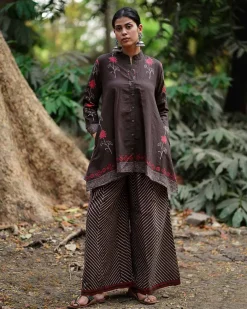 Vaanya Brown Block Printed Cotton Top - WW