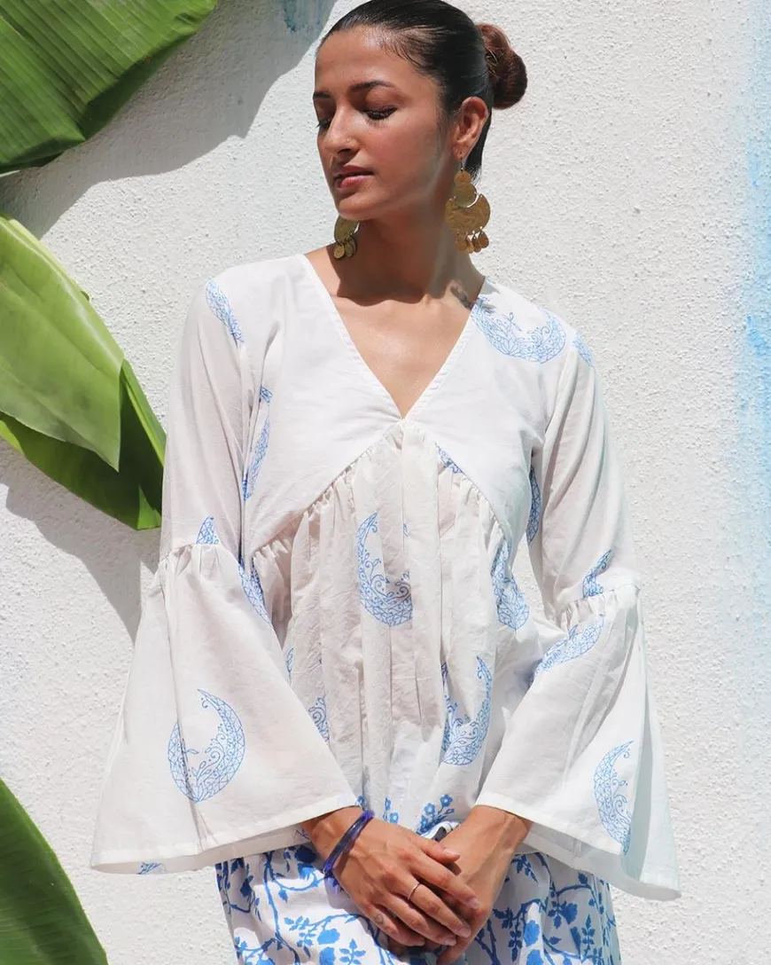 Varsha Handprinted Cotton Top - WITC