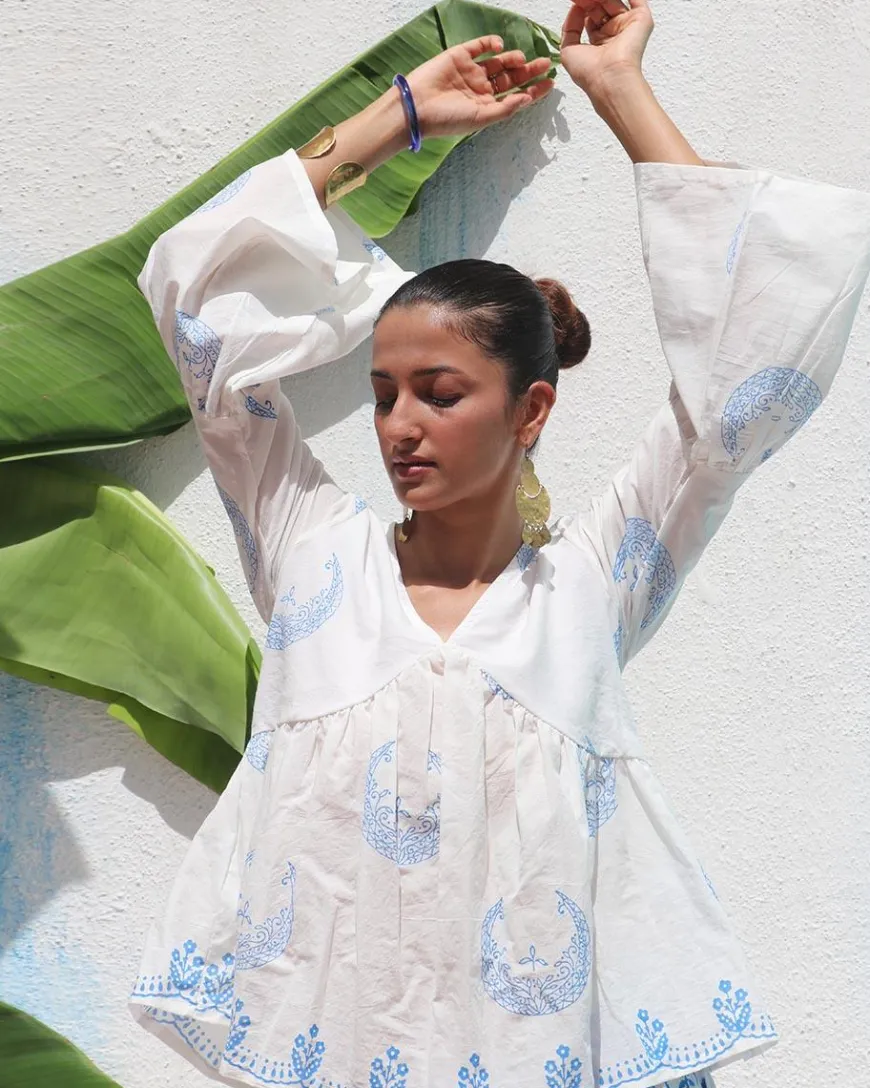 Varsha Handprinted Cotton Top - WITC