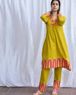 Veena Handblockprinted Cotton Kurta Set Of 2-Sor