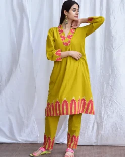 Veena Handblockprinted Cotton Kurta Set Of 2-Sor