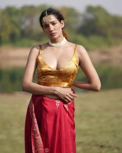 Vilasini Blockprinted Mashru Silk Blouse - RB