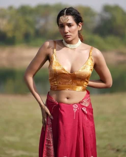 Vilasini Blockprinted Mashru Silk Blouse - RB