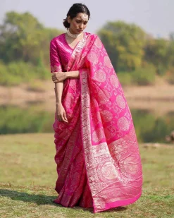 Visakha Blockprinted Dola Silk Saree - RB