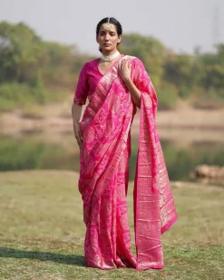 Visakha Blockprinted Dola Silk Saree - RB