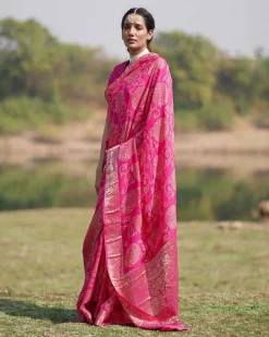 Visakha Blockprinted Dola Silk Saree - RB