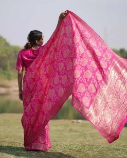 Visakha Blockprinted Dola Silk Saree - RB