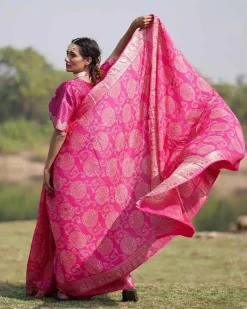 Visakha Blockprinted Dola Silk Saree - RB