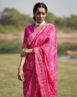 Visakha Blockprinted Dola Silk Saree - RB