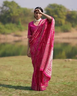 Visakha Blockprinted Dola Silk Saree - RB