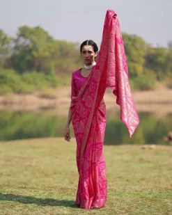 Visakha Blockprinted Dola Silk Saree - RB