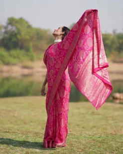 Visakha Blockprinted Dola Silk Saree - RB
