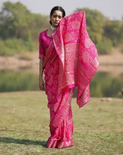 Visakha Blockprinted Dola Silk Saree - RB