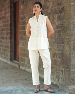 Whipped Fog Ivory Block Printed Top - SFD