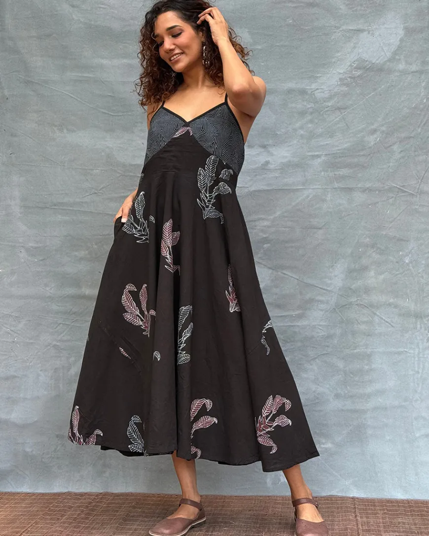 Wildflower Whispers Block printed Cotton Dress