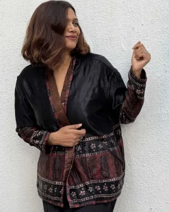 Willow Wrap Mashru Silk Reversible Quilted Jacket
