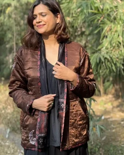 Willow Wrap Mashru Silk Reversible Quilted Jacket