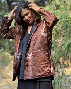 Willow Wrap Mashru Silk Reversible Quilted Jacket