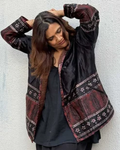 Willow Wrap Mashru Silk Reversible Quilted Jacket