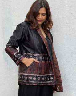 Willow Wrap Mashru Silk Reversible Quilted Jacket