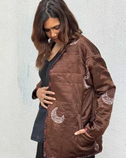 Willow Wrap Mashru Silk Reversible Quilted Jacket