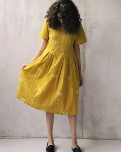 Yellow Blockprinted Cotton Dress