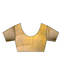 Yellow Blockprinted Handwoven Linen Zari Saree - Anant
