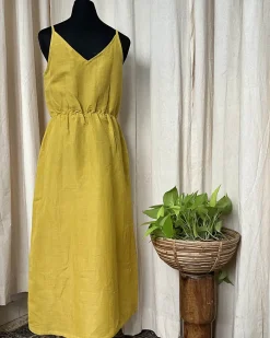 Yellow Handwoven Linen Dress - Love Despite