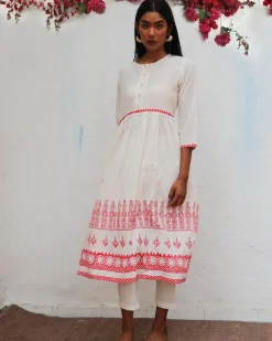 Zubeira Blockprinted Cotton Kurta Set - BGVL