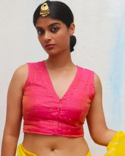 Zulaikha Handwoven Linen Zari Blouse - Eknoor