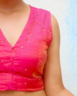Zulaikha Handwoven Linen Zari Blouse - Eknoor